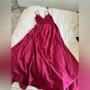 NWT La Femme High Slit Wine Ballgown